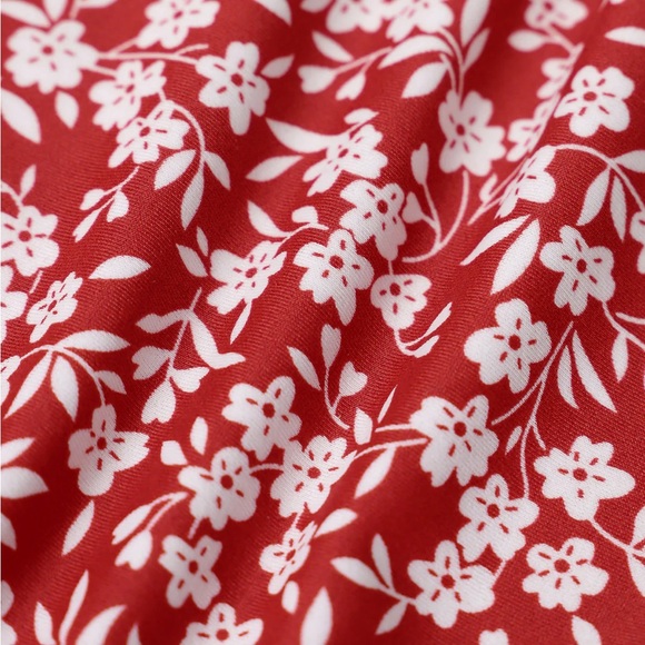 Berlook Red Reversible Floral Halter Bikini Top and Tie Floral Bikini Bottom - Picture 9 of 11